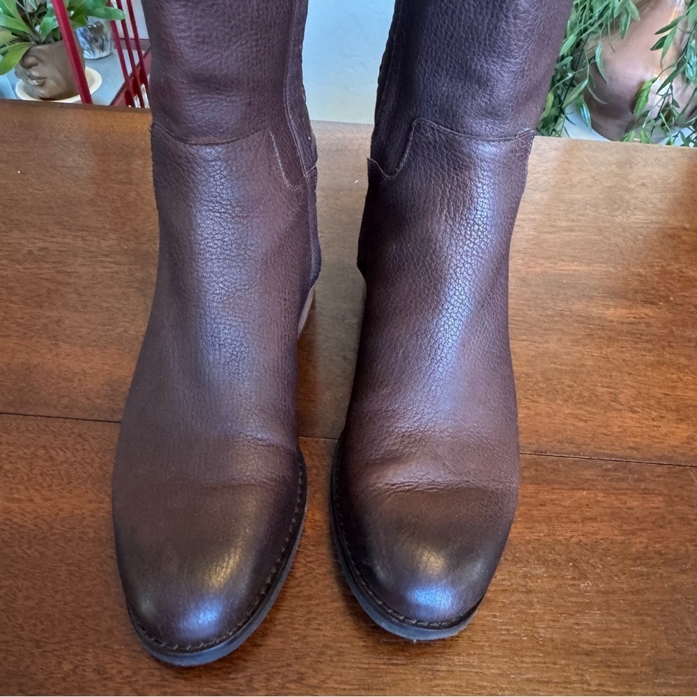 Cole Haan Isabell Stretch Riding Boot Chestnut Brown Leather Low Block Heel | 6 - Picture 6 of 11